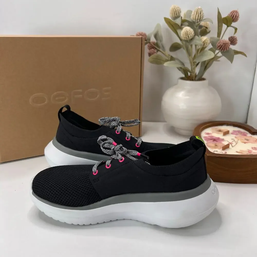 OOFOS OOmy Stride Recovery Sneakers White/Black Style 5077 Women's 5 Athleisure